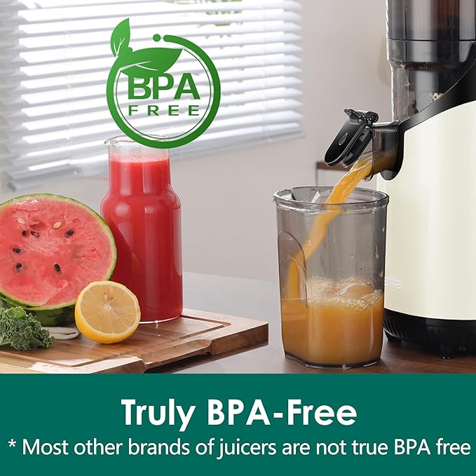 Cold Press Juicer,Fretta Juicer Machines with American-Sourced PCTG Material and 5.3" Extra Large Feed Chute,Fit Whole Fruits & Vegetables,BPA Free 250W(Silver,1.8L)