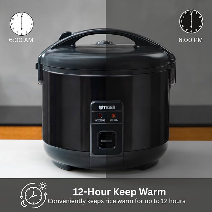 Tiger JNP-S10U-KY 5.5 Cup Capacity White Rice Cooker with Non-Stick Inner Pot, Retractable Power Cord, and Keep Warm up to 12 hours (Obsidian Black)
