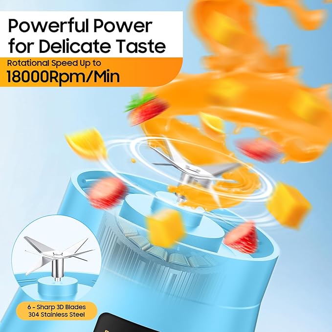 Cordless Personal Size Portable Blender - 380Ml Blender Smoothies and Shakes, BPA Free Traveling Juice Cup with Powerful Blending, Freshly Squeezed in Sports/Travel/Home