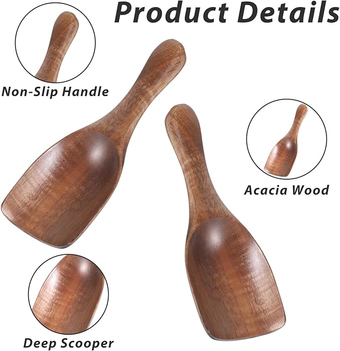 Ice Cream Spoon, 2 Pcs Reusable Portable Wooden Scoops for Jars, Lightweight Coffee Bean Scoop for Jars Canisters Tea Sugar, Serving Ice Cream at Summer Picnics