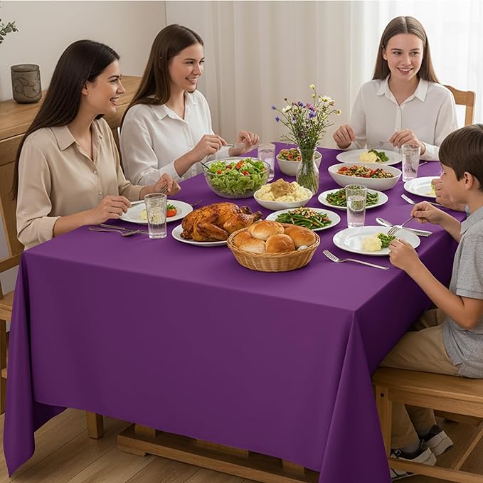 10-Pack Purple Tablecloths for Rectangle Tables, 60 x 102 Inches, Stain-Resistant Polyester Fabric for 6 Foot Tables - Washable Table Covers for Weddings, Banquets, Birthday Parties, Events