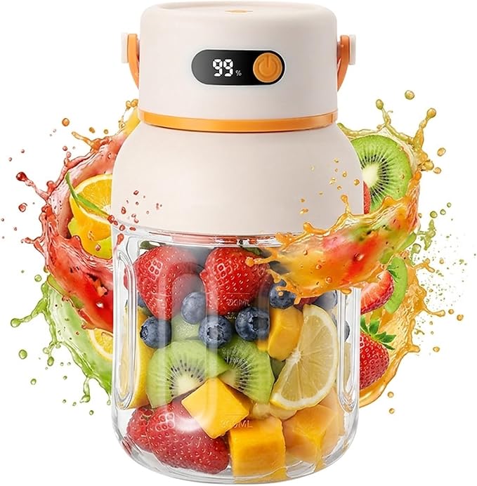 Portable Electric Juicer Cup with Zero Cord Hassle, 33oz Large Capacity Personal Blender with 18000RPM High Speed, 12 Blades & Dual Lids, USB-C Rechargeable Wireless Juicer Cup for Gym, Travel (1Pc)