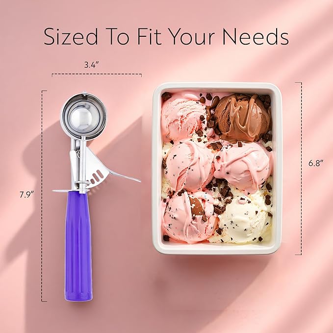 Restaurantware 0.86 Ounce Portion Scoop, 1 Trigger Release Stainless Steel Cookie Scoop - With Orchid Handle, Stainless Steel Disher, For Portion Control, Cookie Dough, Cupcake Batter, Or Ice Cream