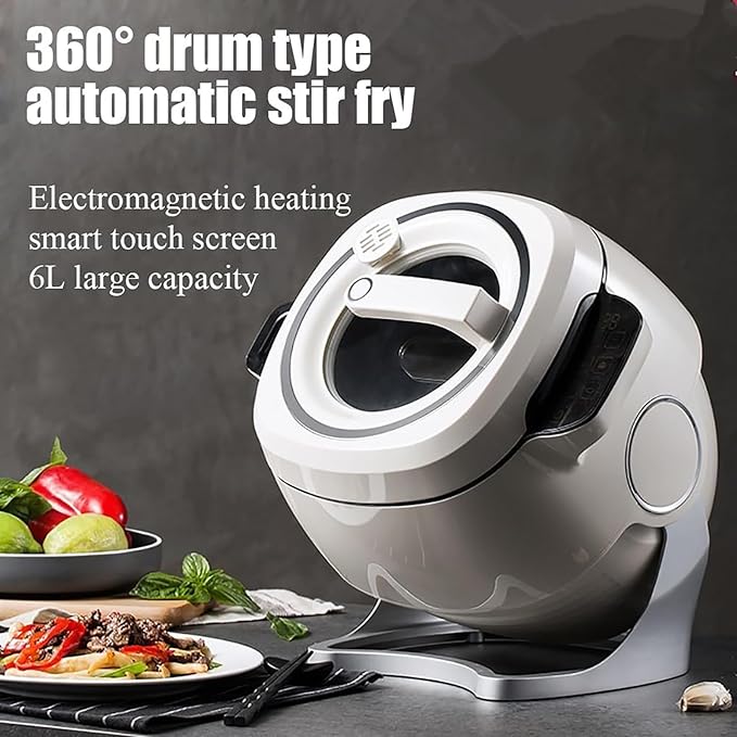 Automatic Cooking Machine, 6L Auto Cooking Wok Fried Rice Machine,One-Click Smart Start, 360 ° Automatic Rotation, for Stir Frying,Stewing,Cooking,220V2000W