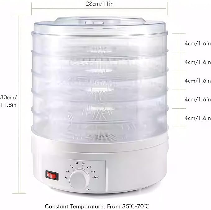 5 Tier Food Steamer with Stackable Baskets, Adjustable Temperature Control, Auto Shutoff, White