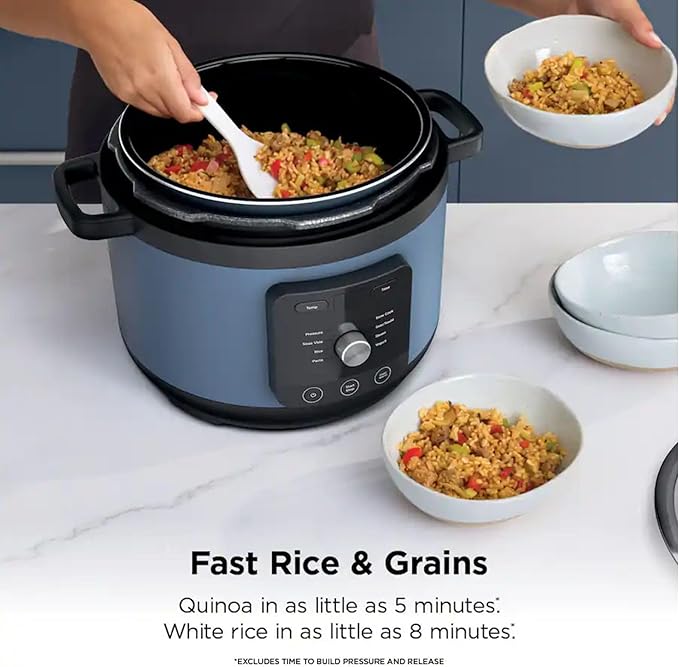 Hyper-Heat Pressure Cooker - 6.5 Quart Multi-Cooker with 9 Programmable Functions, 1200W Power, SimpliServe Pot for Family Meals, Electric Pressure Cooker for Fast and Healthy Cooking (Blue)