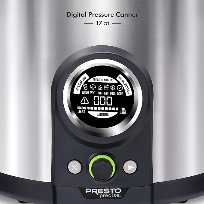 Presto 02152 17-Quart Digital Pressure Canner - Digital Display, Waterbath Capable, 10 Built-In Safety Features, Recipe Book, Stainless Steel