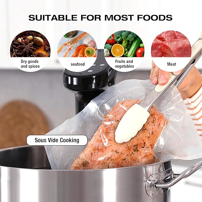 RAIN SPIRIT Reusable Vacuum Sealer Bags for Food, 40 Packs (20 Medium & 20 Small) BPA-Free Food Storage Bags, Leakproof Sous Vide Bags for Freezer, Microwave, Dishwasher Safe, Preserve Freshness