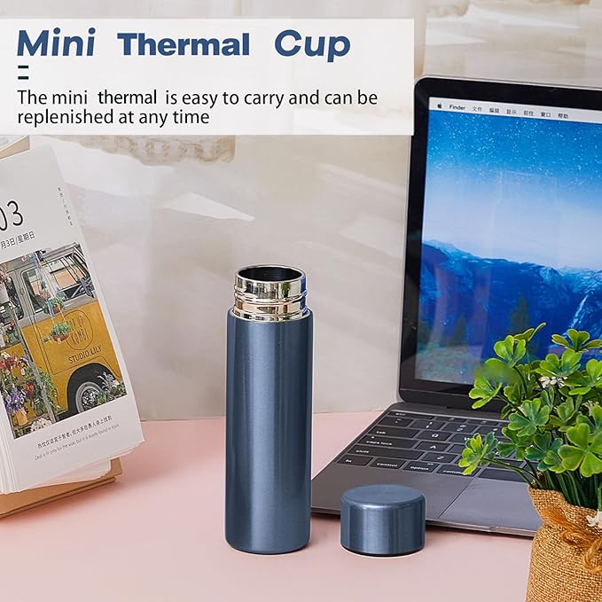 Irenare 5oz Mini Water Bottle Mini Insulated Stainless Steel Bottle Purse Water Bottle Cute Leak Proof Flask Keeps Drink Cold and Hot for Purse Women(Dark Blue,1 Piece)