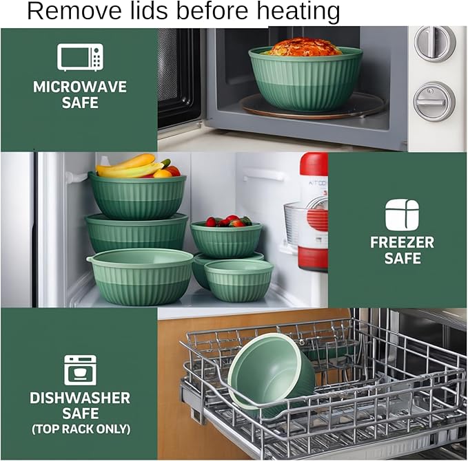 Mixing Bowls with Lids, 8-Piece Airtight Leak-Proof Nesting BPA-Free Bowl Set for Kitchen & Food Storage, Large 4200ml Capacity, Microwave & Dishwasher Safe