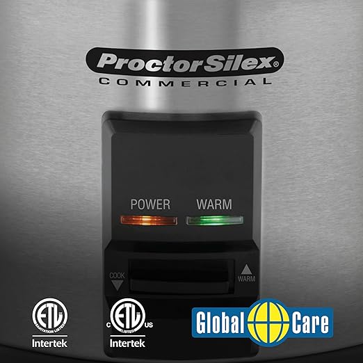 Proctor Silex Commercial 37540 Rice Cooker/Warmer, 40 Cups Cooked Rice Capacity, Nonstick Inner Pot, Hinged Lid, Stainless Steel Housing, Conforms to NSF