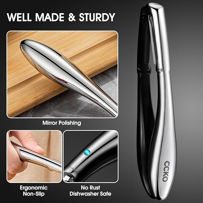 Vegetable Peeler for Kitchen Ultra Sharp Potato Peeler, 10-Year No-Rust Fruit & Veggie Peeler, Potato Peeler Hand, Premium Stainless Steel I-Peeler for Apple Carrot Cucumber