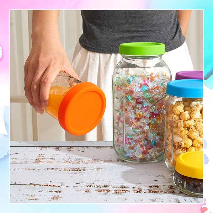 Teenyyou 12 Pcs Silicone Wide Mouth Lids Mason Jar Lids Thickened Leak Proof Lid for 86 mm All Wide Mouth Mason Jars, Reusable Large Canning Jar Caps(Classic)