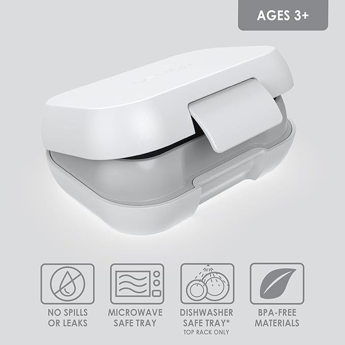 Bentgo Kids Snack - 2 Compartment Leak-Proof Bento Box Container for Snacks and Small Meals, Easy-Open Latch, Dishwasher Safe, BPA-Free for School, Daycare, & Sports - Ideal for Ages 3+ (Gray)