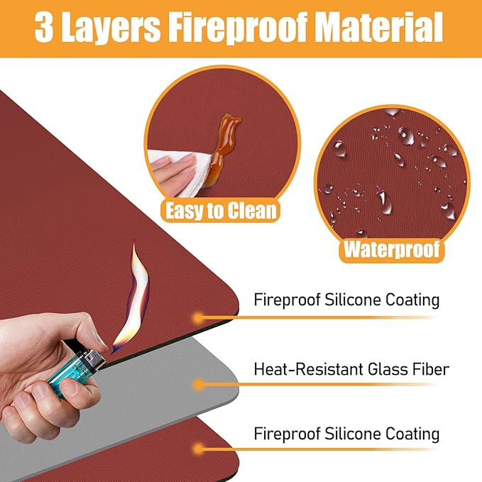 Heat Resistant Mats for Kitchen Countertop 21x29.5in,Coffee Mat,Coffee Bar Mat for Countertops,Air Fryer Deep Fryer Mat to Protect Quartz Countertop,Kitchen Hot Pad,Waterproof mat for Kitchen (Red)