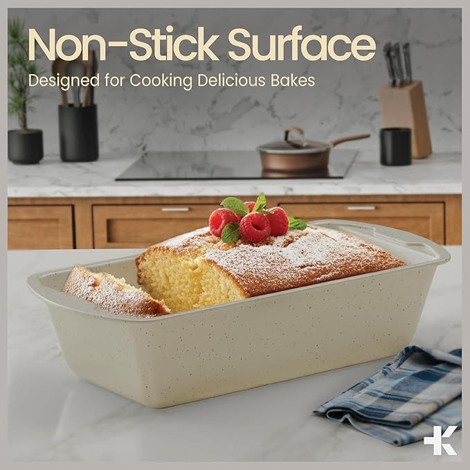 Nonstick Loaf Pan Set Pack of 2, 10.2" & 11" Large Baking Bread Pan, Oven Safe Up to 450°F, PFOA, PFOS, PTFE Free, Space Saving Stackable Design, Stain Resistant, Dishwasher Friendly, White Marble