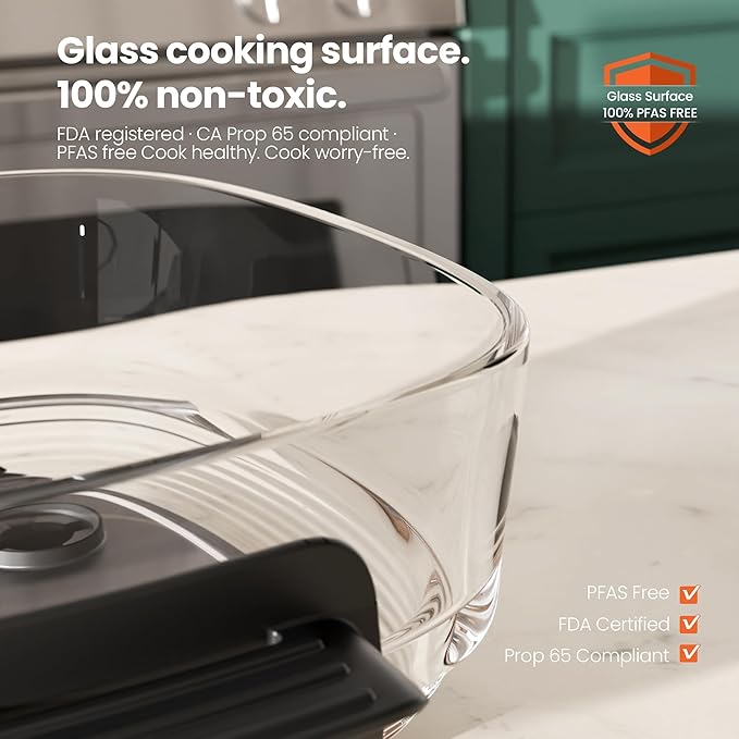Kismile Glass Air Fryer, Upgraded 5-in-1 Portable Air Fryer with Dual Glass Bowls, 4.7QT & 2.6QT Containers & Lids, Adjustable Temp & Time, Freezer & Dishwasher Safe, Bake, Air Fry, Keep Warm & Crisp