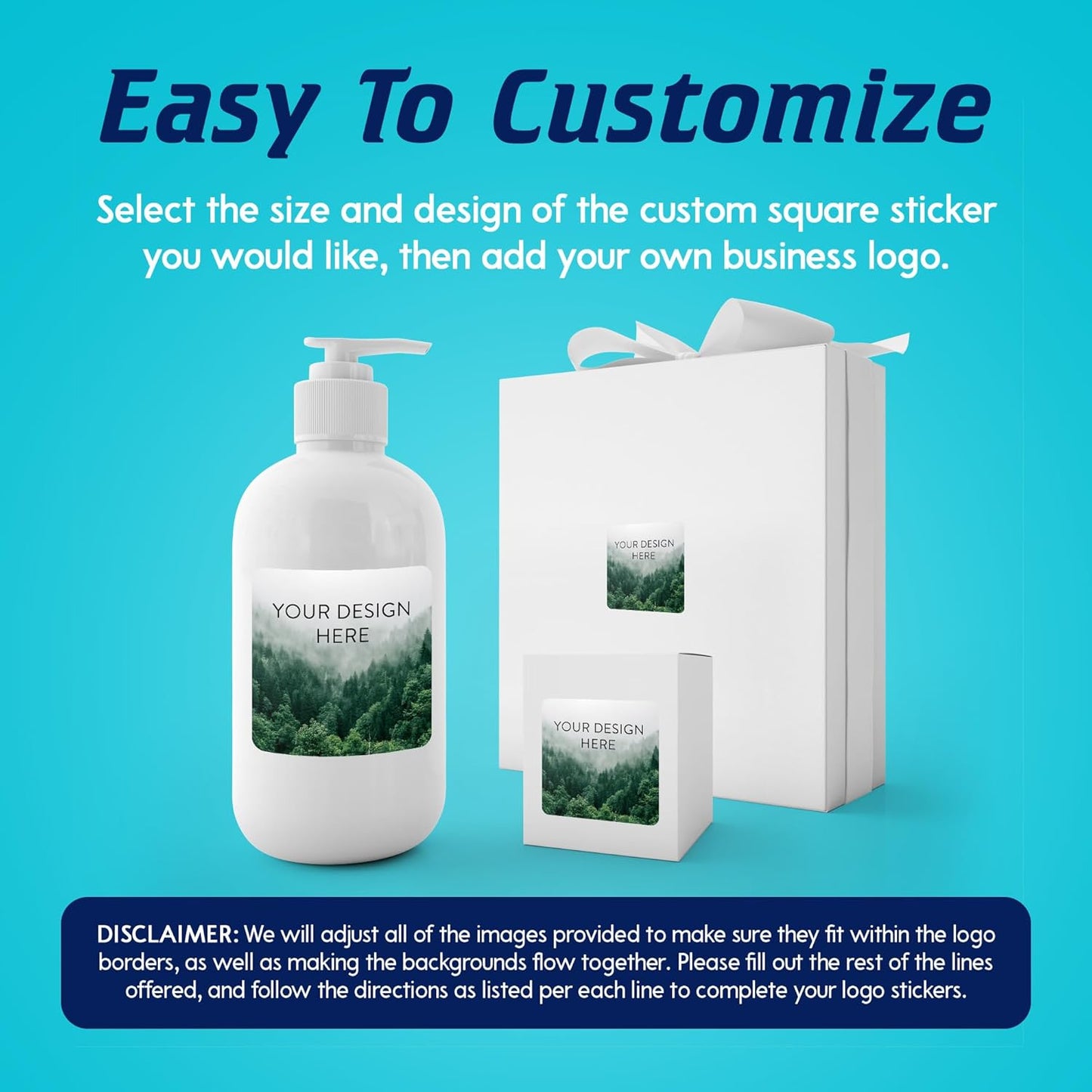 100 Custom Vinyl Stickers - Upload Your own Image, Text, Design, Logo - Personalized Logo Labels for Handmade, Packaging, Bottle, Jars, Candle, Brand Stickers (Foggy Valley, 2x2 Square)