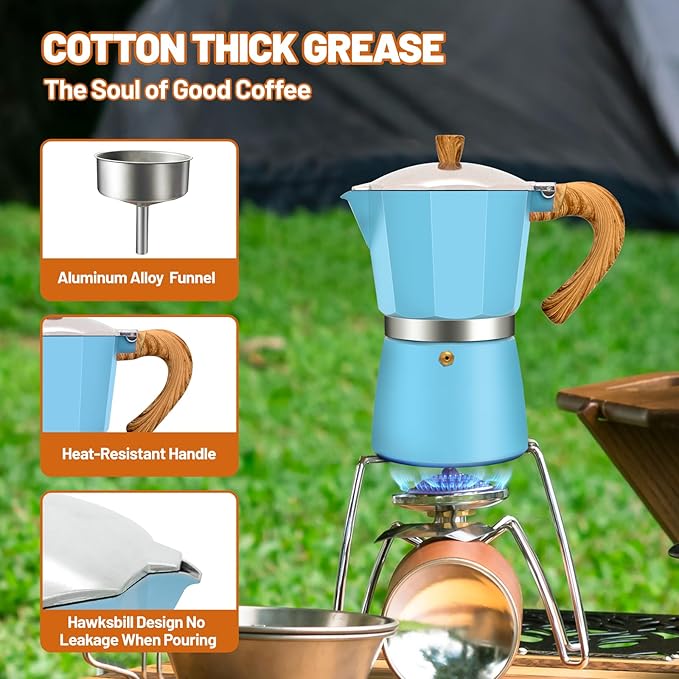 3 Cup Aluminum Espresso Stovetop Moka Pot Express Coffee Maker Percolator Italian Classic Mocha Coffee Machine for Italian and Cuban Cafe Brewing for Home & Camping 150ml 5oz