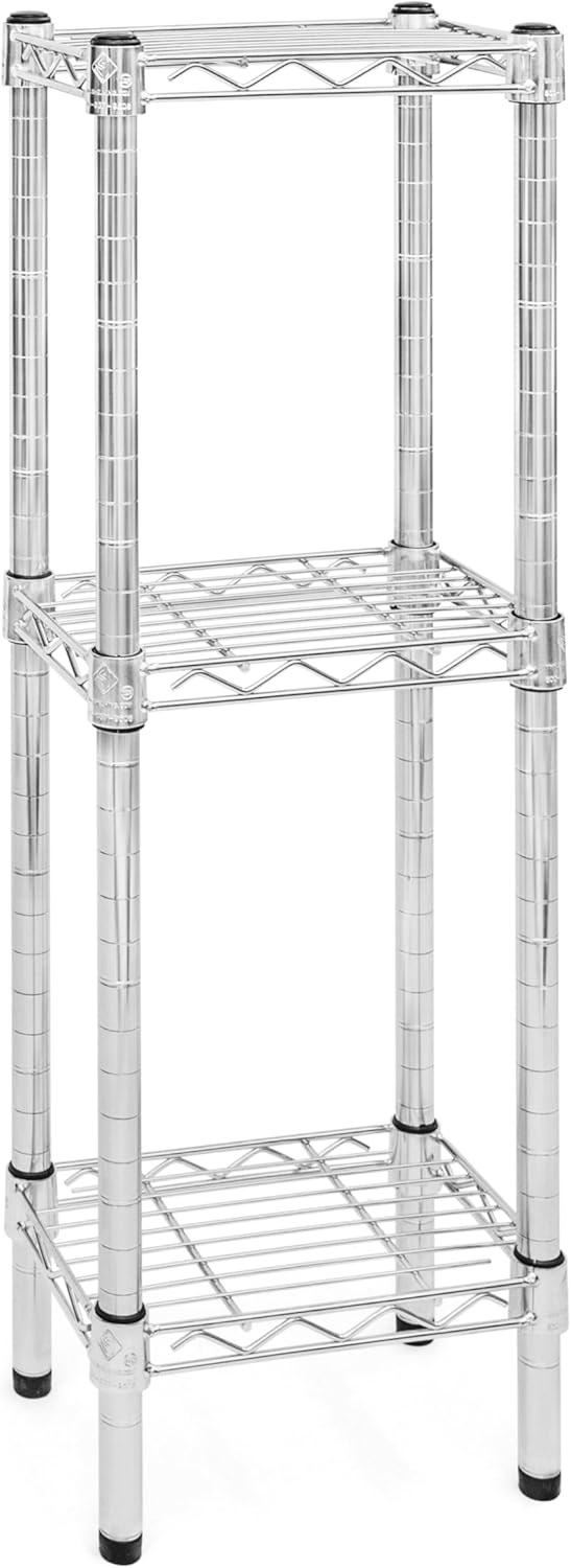 Shelving Inc. 8" d x 12" w Chrome Wire Shelving with 3 Tier Shelves, Weight Capacity 800lbs Per Shelf