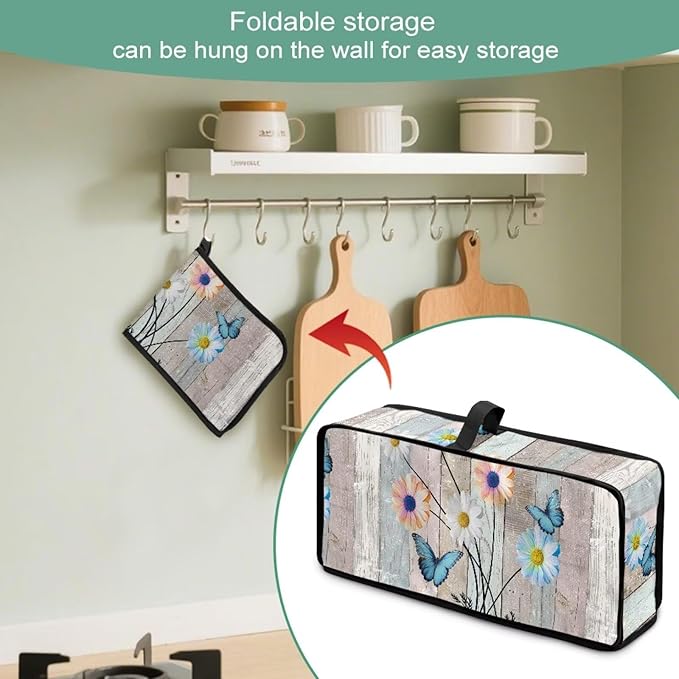 Toaster Cover 2 Slice Wood Grain Floral 2 Slice Slim Toaster Cover, Heat- Resistant Dustproof Protective Covers for Small Appliance, Water Resistant