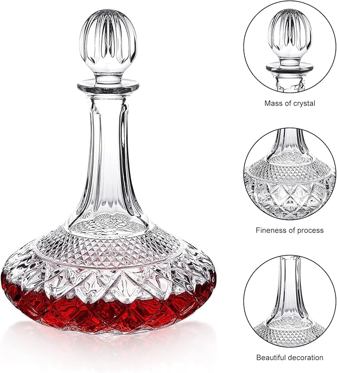 50oz Wine Decanter Crystal Bottle for Wine with Stopper- Top Red Wine Decanter Carafe Bottle with Luxury Box .Elegant Gift for Men/Women