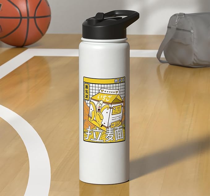 Banana Milk Carton Digital Japan 80s Otaku Anime Vaporwave Stainless Steel Insulated Water Bottle