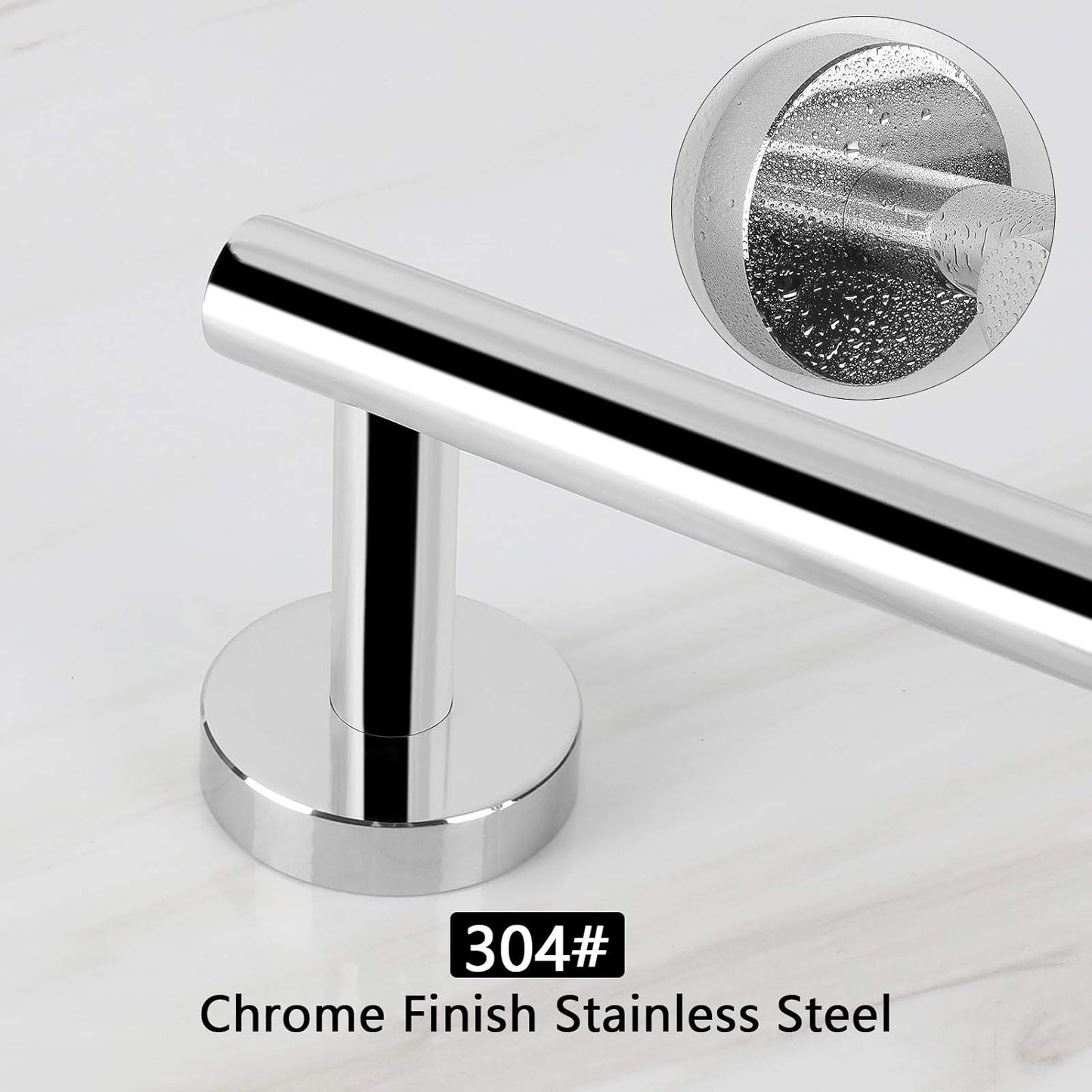 NearMoon Bath Towel Bar, Bath Accessories Thicken Stainless Steel Shower Towel Rack for Bathroom, Towel Holder Wall Mounted (1 Pack, Chrome Finish, 9 Inch)