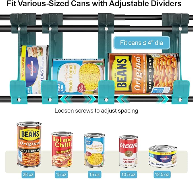 iSPECLE Expandable Can Storage Organizer Pantry, 2 Pack Large Capacity 80 Cans Pantry Organizers and Storage, Auto Rolling Dispenser & Stackable Holder for Deep Pantry Shelves, Black