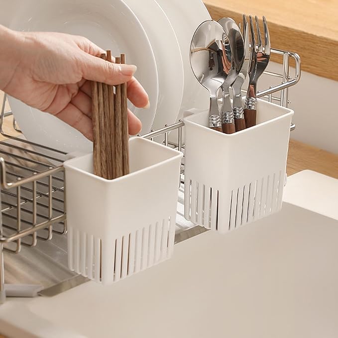Cutlery Drying Rack - Utensil Drainer | Cutlery Drainer for Sink | Drying Rack Holder | Kitchen Drying Basket | Spoon Knife and Fork Storage Basket | Silverware Holder and Cutlery Drainer for Spoons