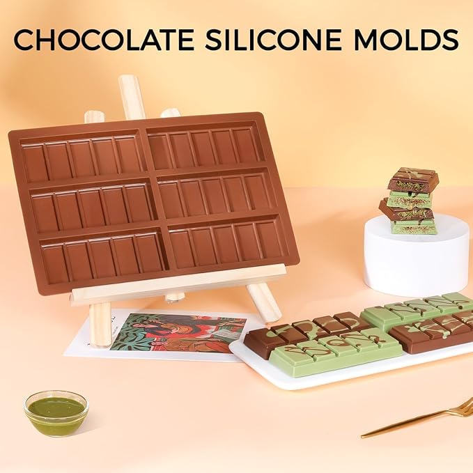 Chocolate Bar Mold - Non-Stick Silicone Chocolate Molds, Food Grade Dubai Deep Chocolate Bar Mold for Milk Pistachio - Set of 2