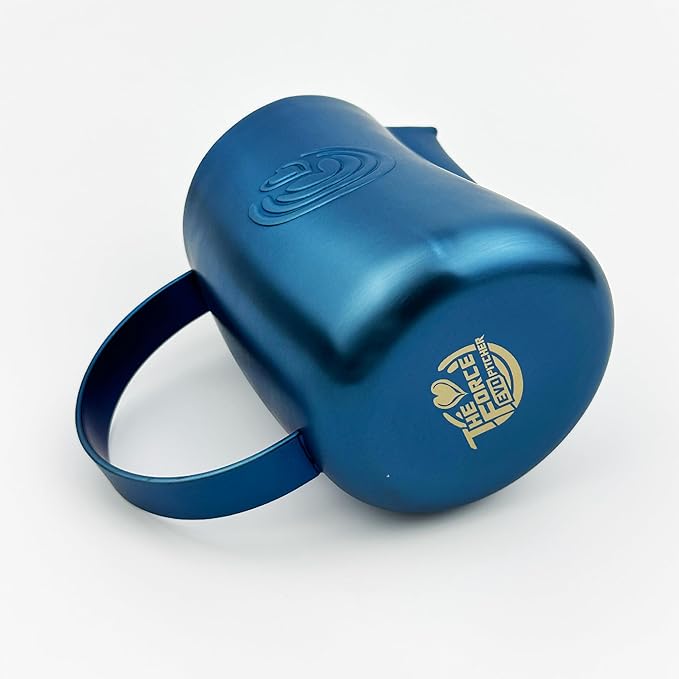 Barista Swag Curved Body Coffee Milk Frothing Cup for Espresso Machines Latte Art 500ml Steaming Pitchers (Matte Blue)