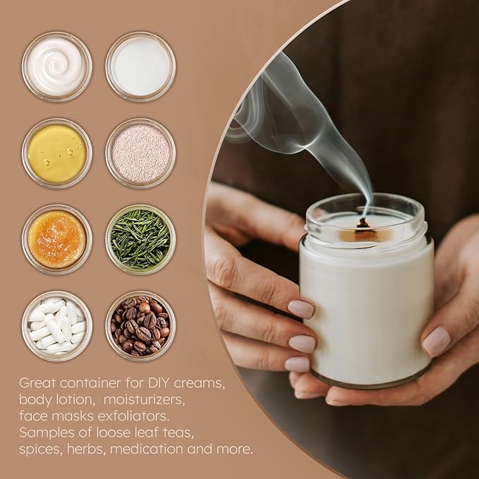 Tecohouse 8 oz Glass Jars with Lids, 30 Pack Candle Jars Canning Mason Jars with Lids, White Labels & Inner Liners, Empty Airtight Round Clear Slime Containers for Cream, Spice, Lotion, Ointments