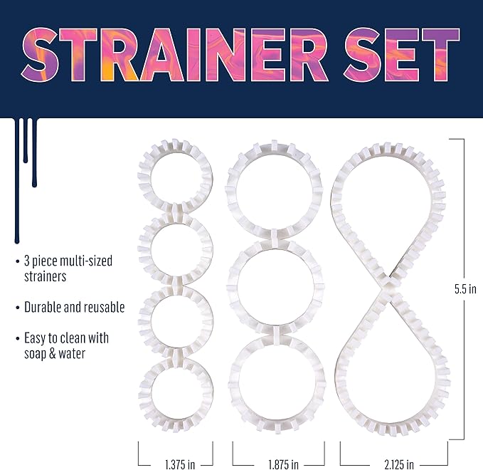 FolkArt Drizzle Strainer Set, Set of 3 Multi-Sized Strainer Tools Perfect for DIY Paint Pouring Arts and Crafts Projects, 50830