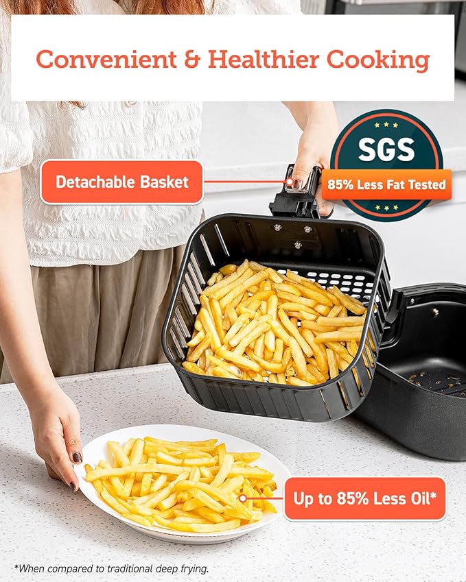 COSORI Pro Gen 2 Air Fryer 5.8QT, Upgraded Version with Stable Performance & Sleek New Look, 13 One Touch Functions, 100 Paper & 1100 Online Recipes, Dishwasher-Safe Detachable Square Basket, Black