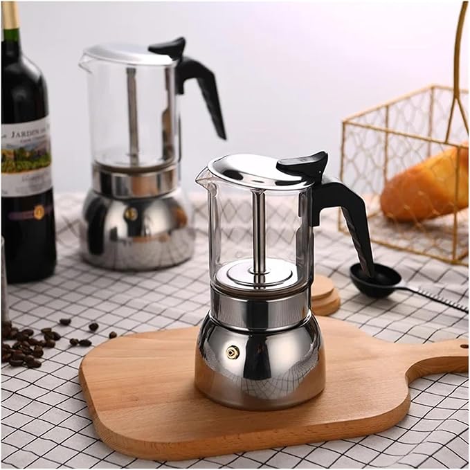 Espresso Maker Stainless Steel Italian Manual Coffee Machine Maker Moka Pot Multifunctional Portable Hand Brew Coffee Pot(1pcs 200ml)