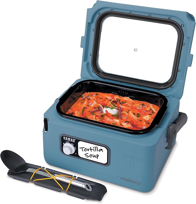 Presto 06017 8-Quart Nomad Traveling Slow Cooker, Blue