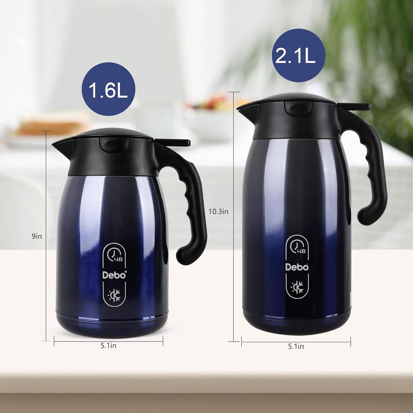 Thermal Coffee Carafe-56OZ vacuum Coffee Carafe For Keeping Hot Liquids,Coffee Carafe,Thermal Stainless Steel, Coffee Carafes Press On Lid, Coffee Dispenser Bpa Free .(1.6l) Starry Blue