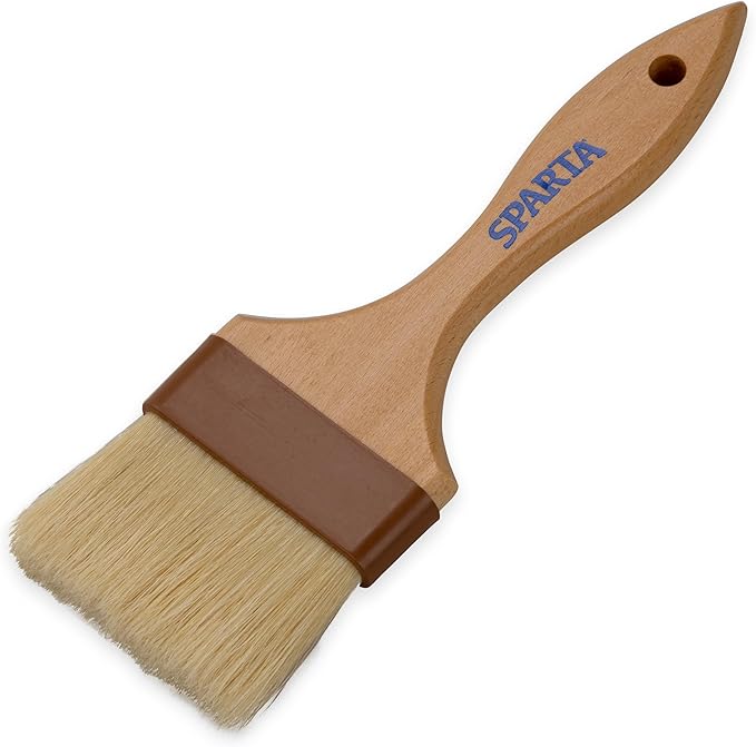 SPARTA 4037600 Boarhair Basting Brush, Flat Brush with Flat Brushhead, 9.25"L x 4"W, Wood Handle