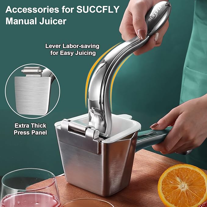 SUCCFLY Lemon Squeezer Accessories Handle, Stainless Steel Manual Juicer Handle, Ergonomic Handle Labor-saving, Easily Use & Clean