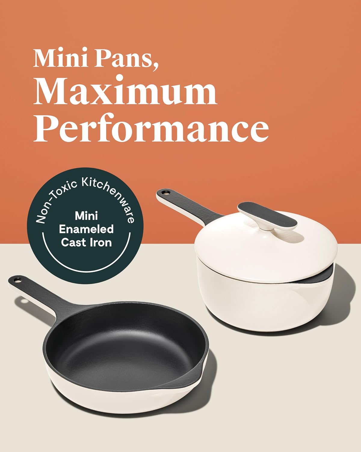 Caraway Cast Iron Skillet - 8” Enameled Cast Iron Pan With 3 Layer Enamel Coating - No Seasoning Required - Compatible With All Stovetops - Free From Forever Chemicals - Rust