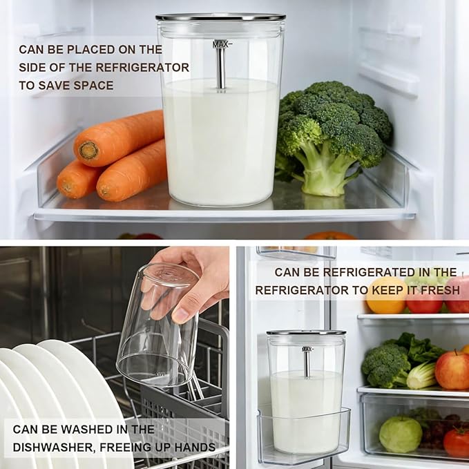 Glass Milk Container with Stainless Steel Milk Pipe Casing and HP3 Adapter Compatible with Jura Coffee Machine Models E8, S8, Z8, Z6 (16.9oz)，Replaceable for 72570