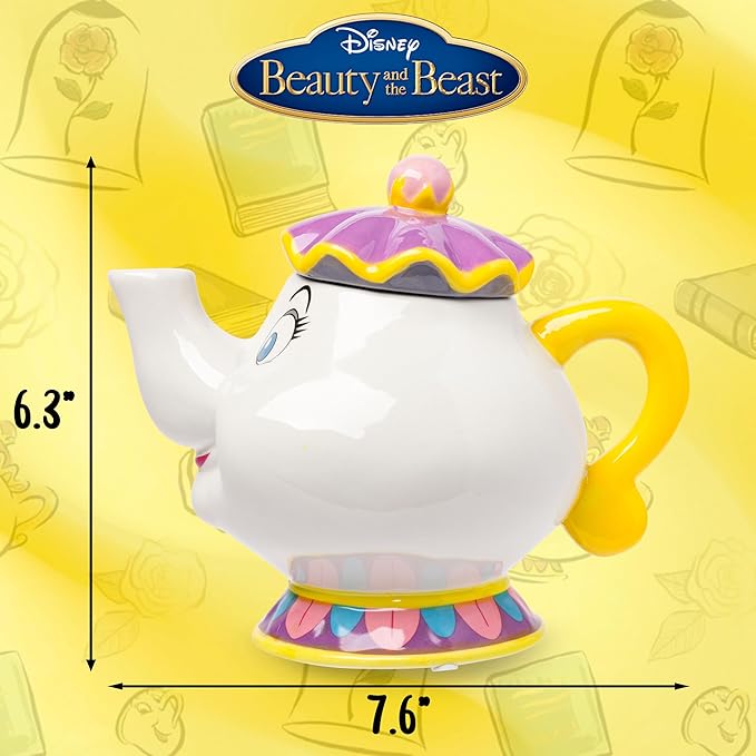 Silver Buffalo Disney Beauty and the Beast Mrs. Potts Teapot 3D Sculpted Ceramic Cookie Snack Candy Jar (Small)