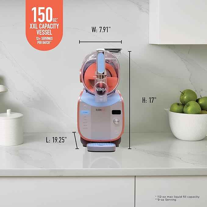 Ninja SLUSHi Max XXL Smart Frozen Drink Maker | Top Performance & Smart Technology, Party-Size 150oz Capacity, No Ice Needed, 6 Programs, Ideal Temp & Texture up to 12 hours | Peach FS605