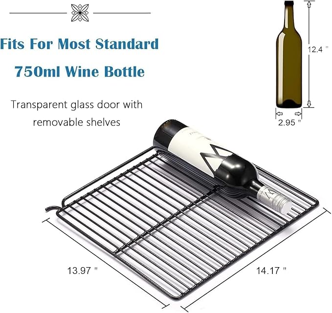 Antarctic Star 26 Bottle Wine Cooler/Drink Beverage Refigerator Small Wine Cellar for Soda Beer Counter Top Bar Wine Freestanding Clear Glass Door for Home Office or Bar 3.1cu.ft, Silver