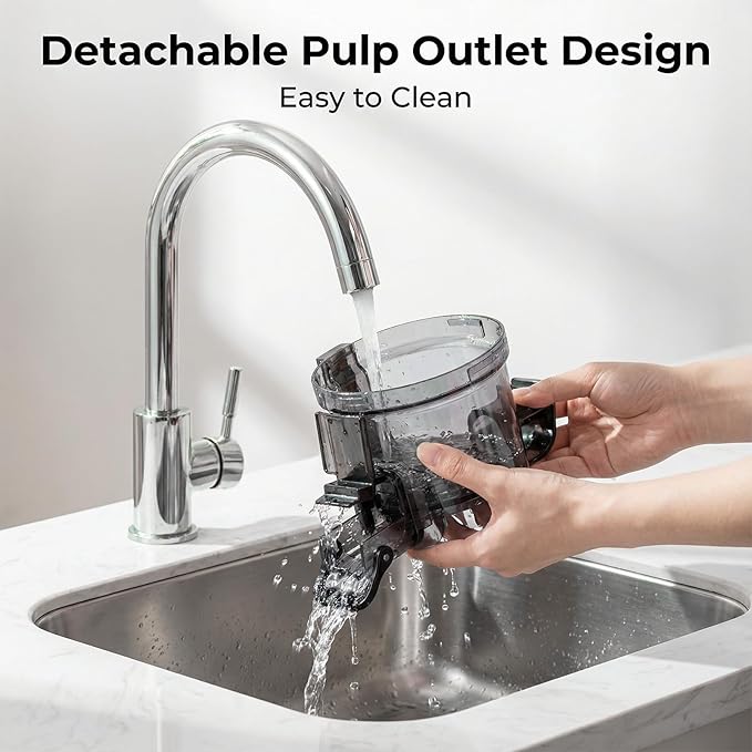 EanOruus Juicer Machines, 3-in-1 Cold Press Juicer with 6.5" Extra Large Chute, 100oz Large Capacity, AC Motor, Makes Juice, Nut Milk & Sorbet, Premium Gray