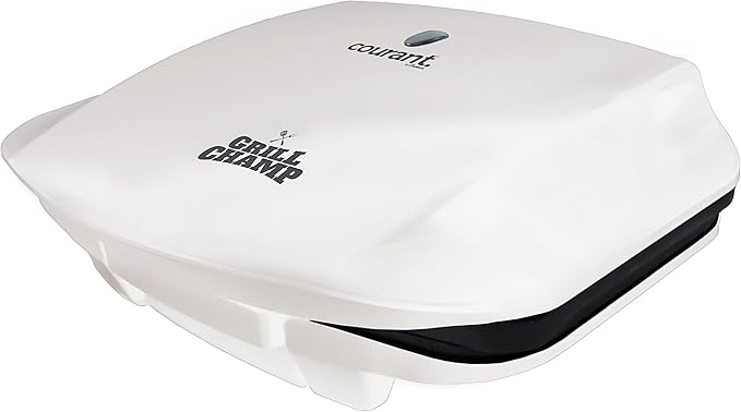 Courant Contact Grill, Panini Press Grill, 4 Servings Indoor Grill Champ, White (CCG-5681)