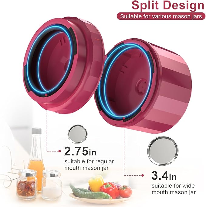 UNERVER M11 Mason Jar Vacuum Sealer - Electric Mason Jar Vacuum Sealer Kit with Wide and Regular Mouth Mason Lids, Jar Vacuum Sealer for Canning Jars, Vacuum Sealing Machine for Food Storage