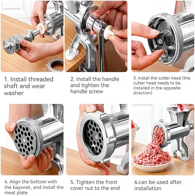 Meat Grinder Manual Mincer - Meat Grinders For Home Use Sausage Maker & Burger Patty Stuffer with Table Clamp, Hand Operated Kitchen Tool for Homemade Pork, Beef, and Sausage - Easy to Clean
