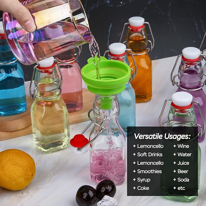 ZEBEIYU Swing Top Glass Bottles 4 oz With Flip Airtight Lids for Home Brewing, Beverages, Oil, Vinegar, Water, Soda, Kefir, Limoncello, Homemade liquor, vanilla（10 Pack